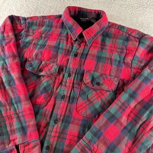 Vintage Mighty Mac Tallman Flannel Shirt Men's XL 17-17.5 Red Plaid Quilted